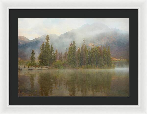 Ethereal Pyramid Island Canadian Rockies - Framed Print