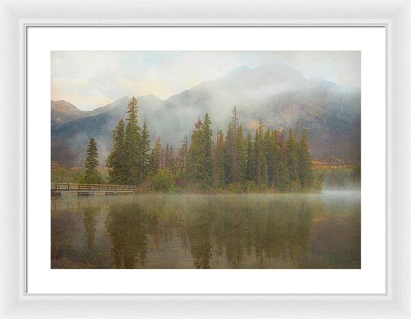 Ethereal Pyramid Island Canadian Rockies - Framed Print