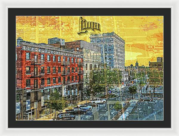 Lima Ohio Retro Map View - Framed Print