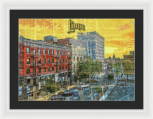 Lima Ohio Retro Map View - Framed Print