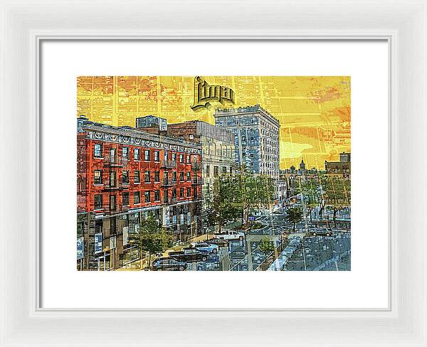 Lima Ohio Retro Map View - Framed Print