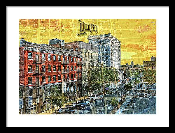 Lima Ohio Retro Map View - Framed Print