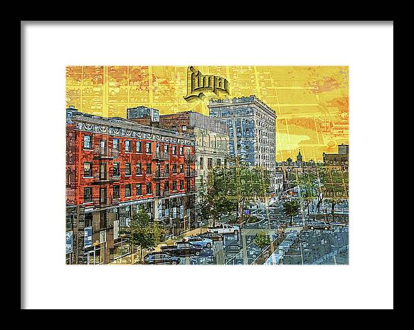 Lima Ohio Retro Map View - Framed Print