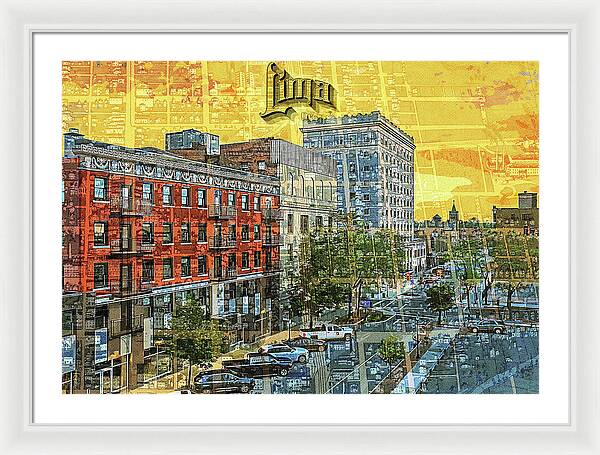 Lima Ohio Retro Map View - Framed Print