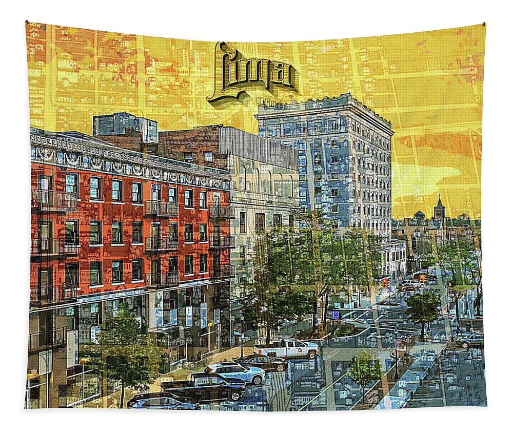 Lima Ohio Retro Map View - Tapestry