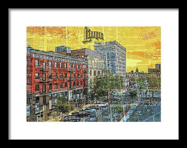 Lima Ohio Retro Map View - Framed Print