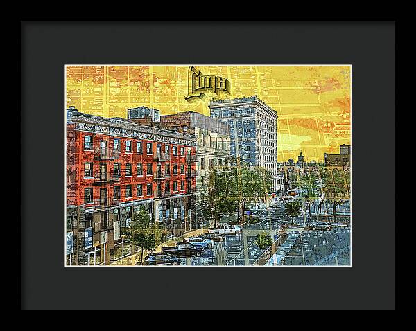 Lima Ohio Retro Map View - Framed Print