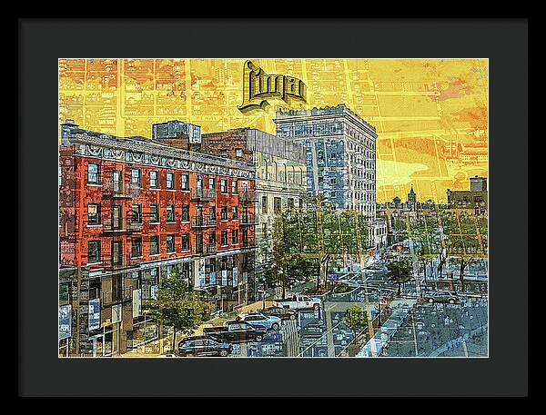 Lima Ohio Retro Map View - Framed Print