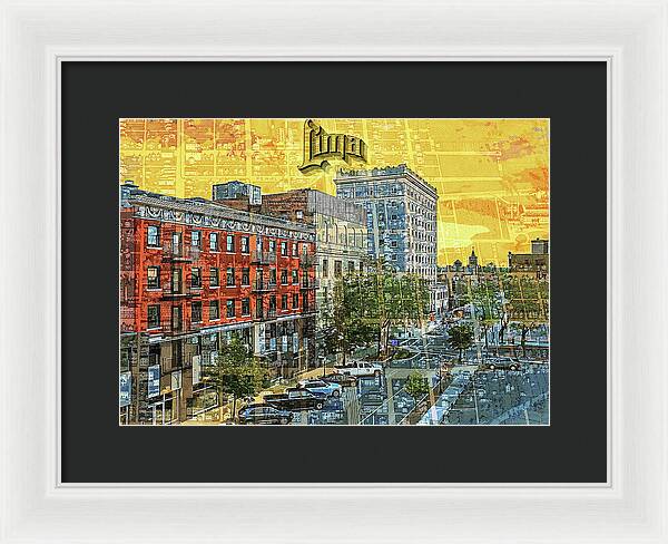 Lima Ohio Retro Map View - Framed Print