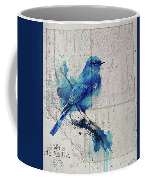 Nevada State Map And Mountain Bluebird - Mug