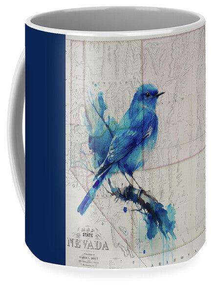 Nevada State Map And Mountain Bluebird - Mug