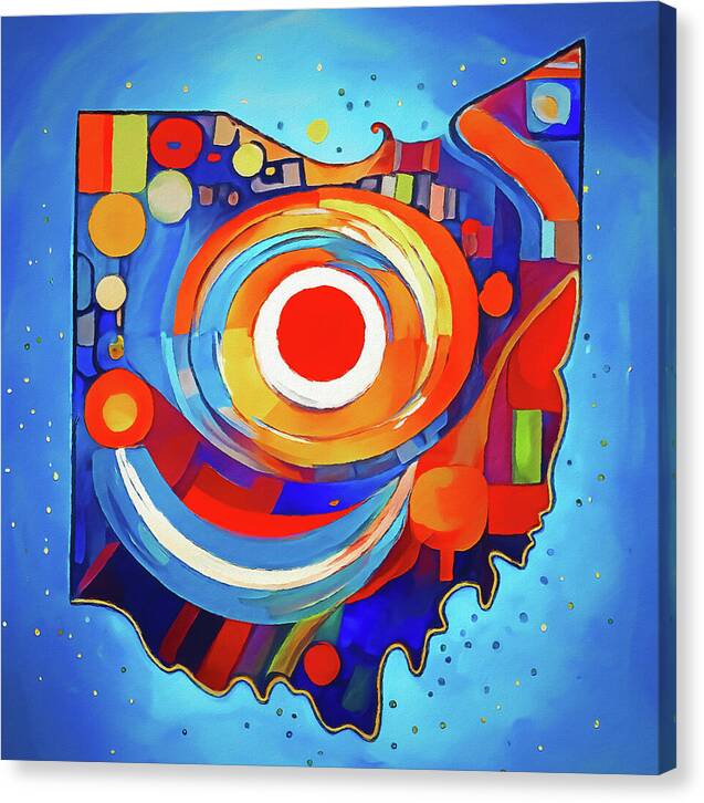 Ohio Colorful Abstract Map - Canvas Print