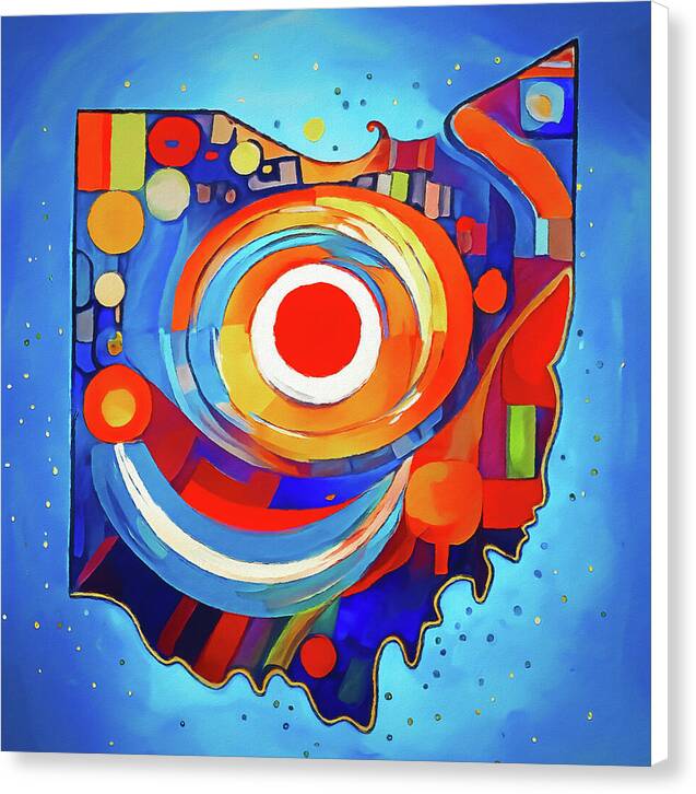 Ohio Colorful Abstract Map - Canvas Print