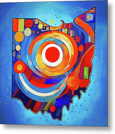 Ohio Colorful Abstract Map - Metal Print