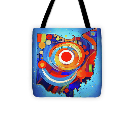 Ohio Colorful Abstract Map - Tote Bag