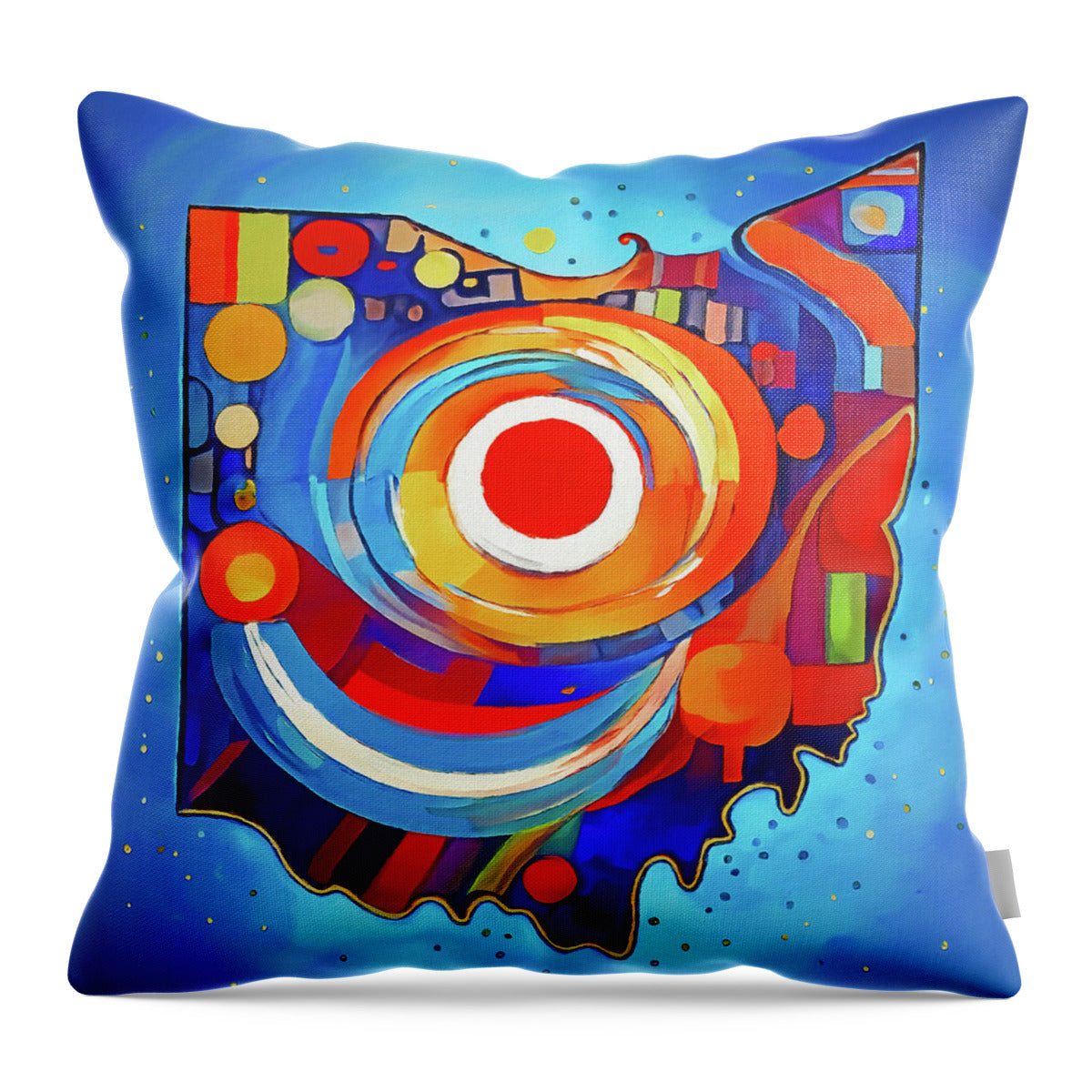 Ohio Colorful Abstract Map - Throw Pillow