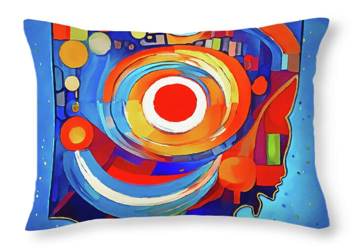 Ohio Colorful Abstract Map - Throw Pillow