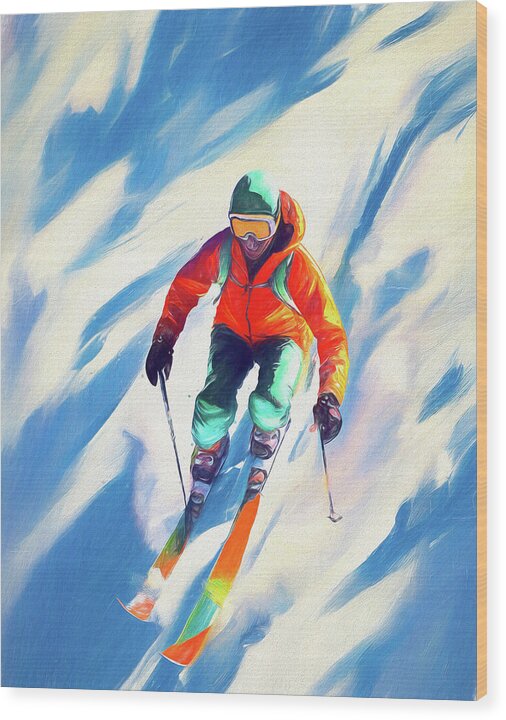 Ski The Slopes - Wood Print