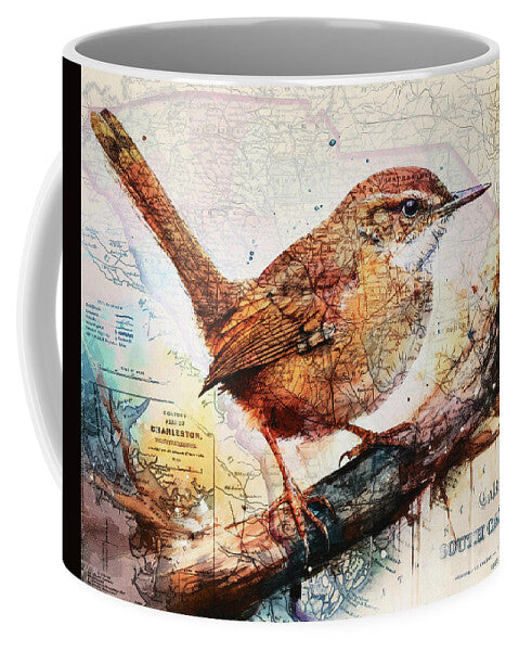 South Carolina State Map Carolina Wren - Mug