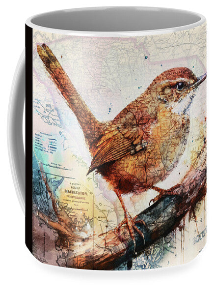 South Carolina State Map Carolina Wren - Mug