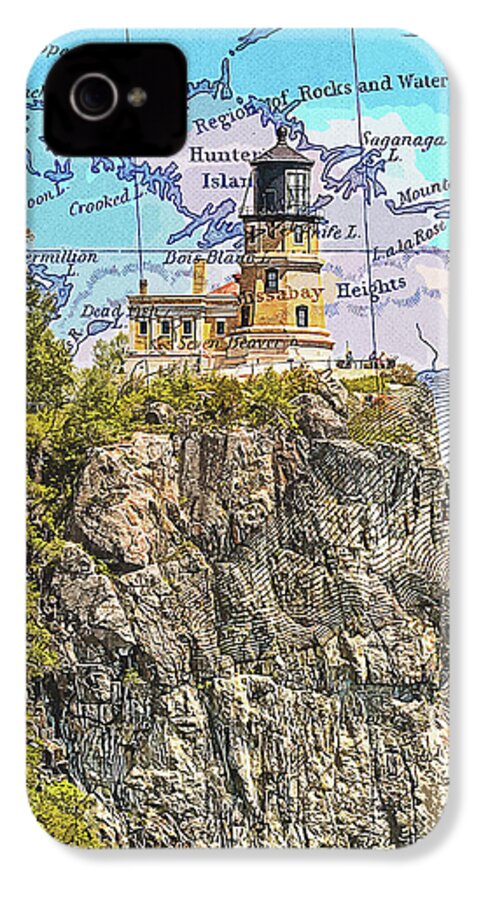 Split Rock Lighthouse And Map - Phone Case