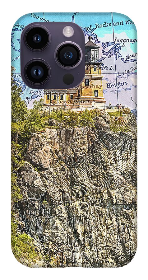 Split Rock Lighthouse And Map - Phone Case