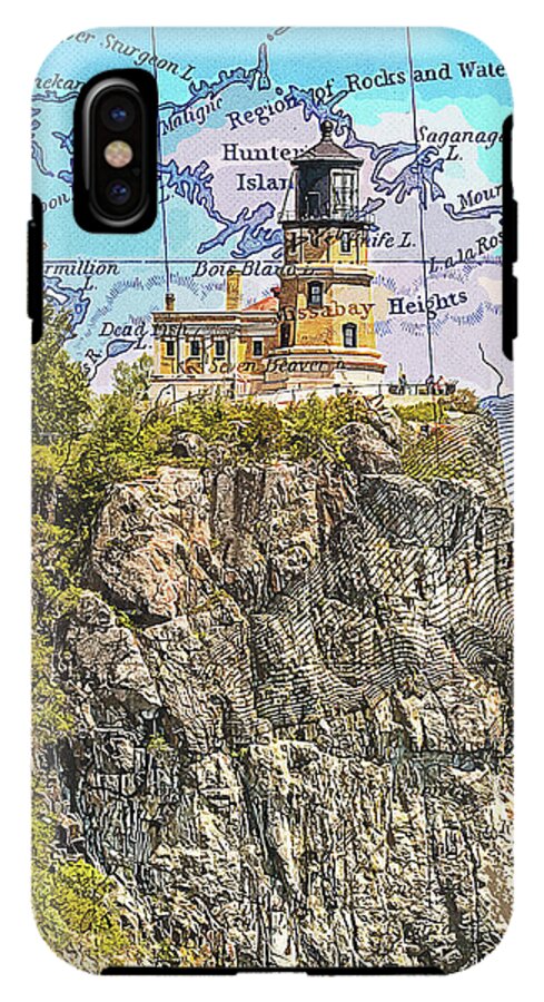 Split Rock Lighthouse And Map - Phone Case