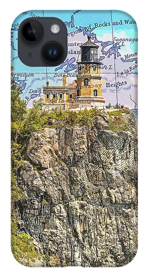 Split Rock Lighthouse And Map - Phone Case