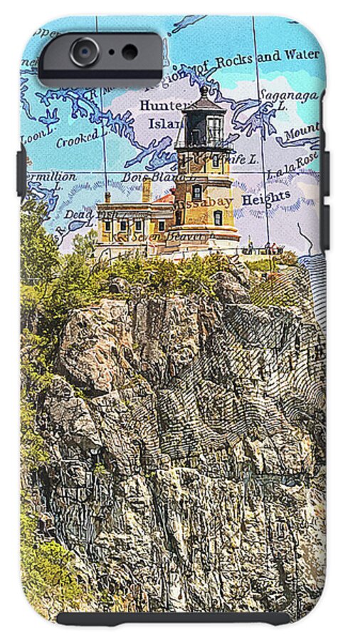 Split Rock Lighthouse And Map - Phone Case