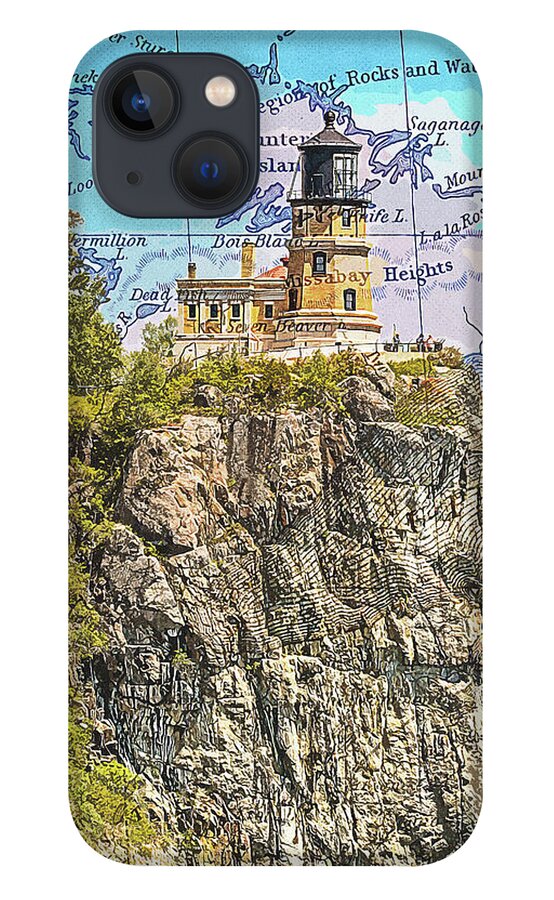 Split Rock Lighthouse And Map - Phone Case