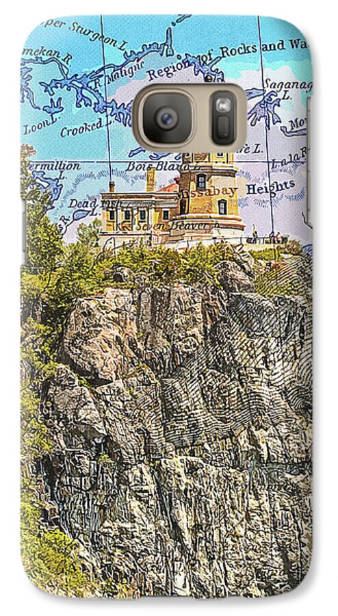 Split Rock Lighthouse And Map - Phone Case