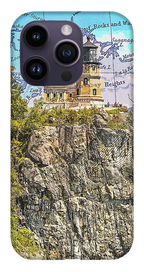 Split Rock Lighthouse And Map - Phone Case