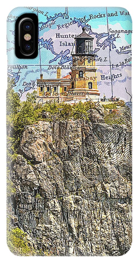 Split Rock Lighthouse And Map - Phone Case