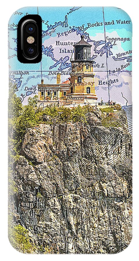 Split Rock Lighthouse And Map - Phone Case