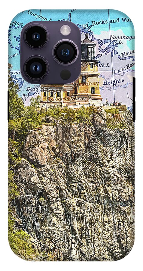 Split Rock Lighthouse And Map - Phone Case