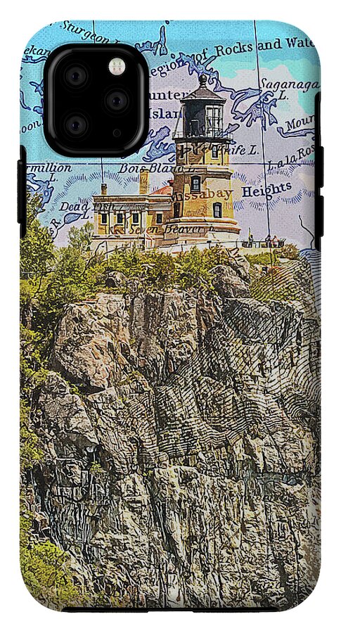 Split Rock Lighthouse And Map - Phone Case