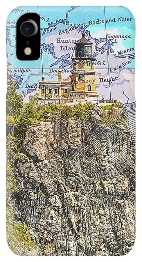 Split Rock Lighthouse And Map - Phone Case