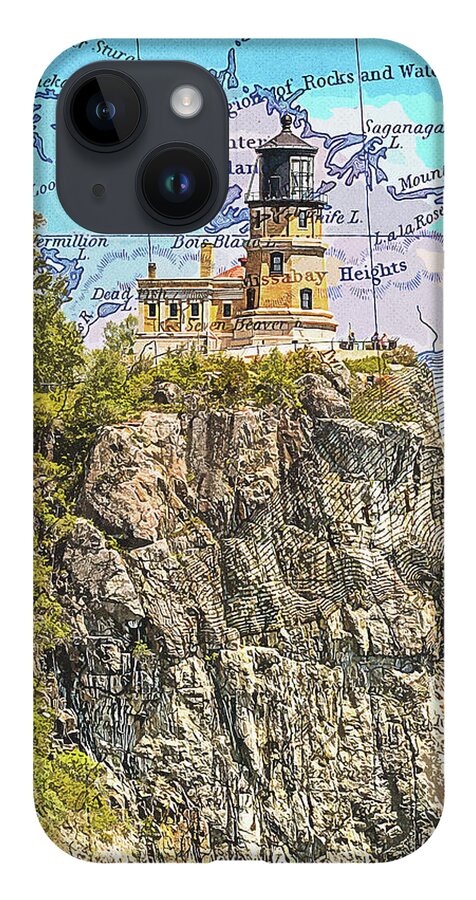 Split Rock Lighthouse And Map - Phone Case