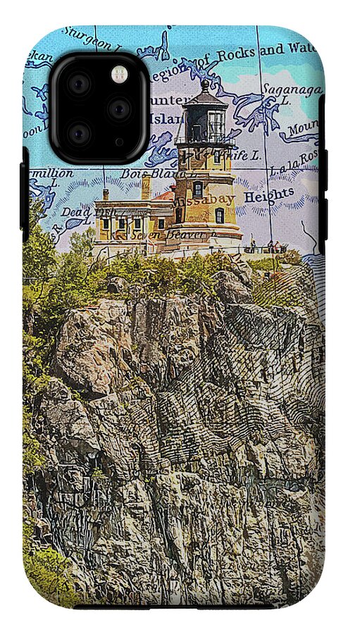 Split Rock Lighthouse And Map - Phone Case