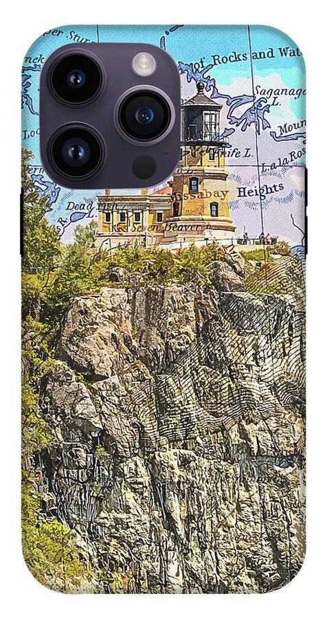 Split Rock Lighthouse And Map - Phone Case