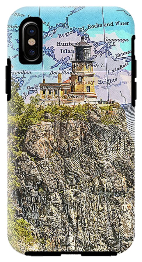 Split Rock Lighthouse And Map - Phone Case