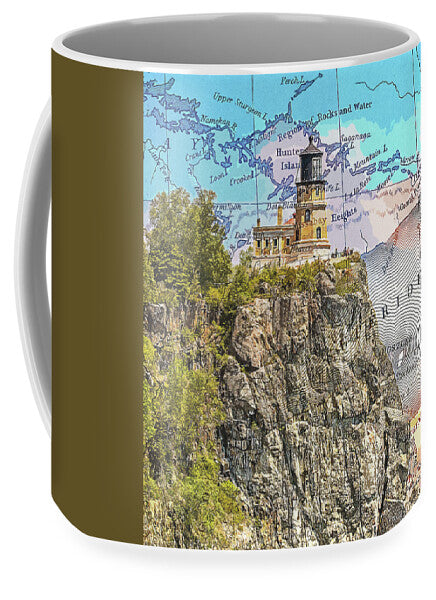 Split Rock Lighthouse And Map - Mug