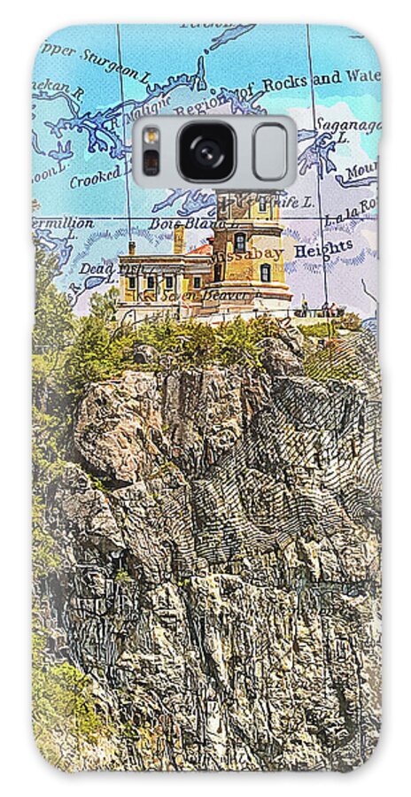 Split Rock Lighthouse And Map - Phone Case