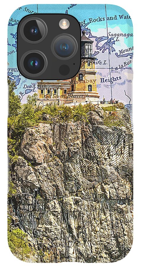 Split Rock Lighthouse And Map - Phone Case