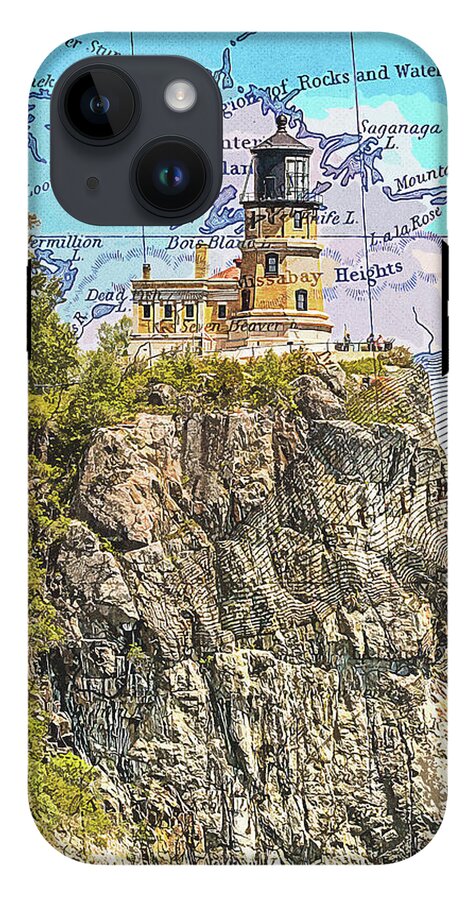 Split Rock Lighthouse And Map - Phone Case