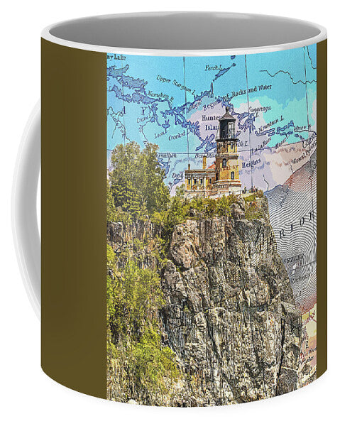 Split Rock Lighthouse And Map - Mug