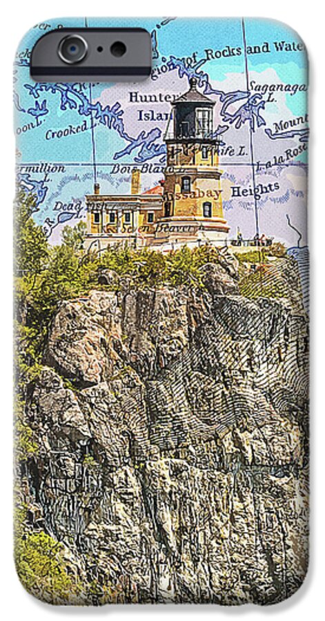 Split Rock Lighthouse And Map - Phone Case