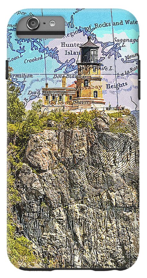 Split Rock Lighthouse And Map - Phone Case