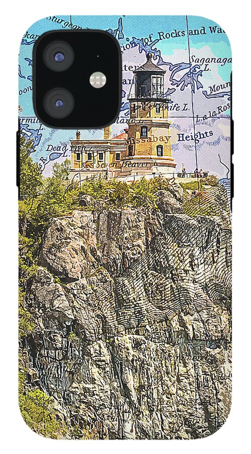 Split Rock Lighthouse And Map - Phone Case