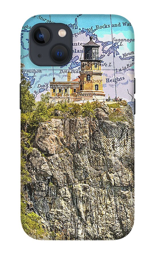 Split Rock Lighthouse And Map - Phone Case